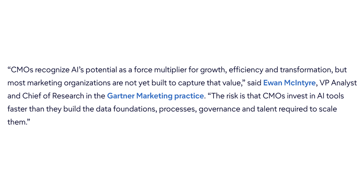 Gartner 2026 CMO Spend Survey: CMOs invest in AI tools faster than they build the foundations to scale them