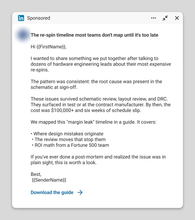 Sponsored message ad campaign for B2B lead generation - example 002